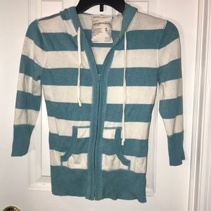 Aeropostale striped hoodie sweater -quarter sleeve